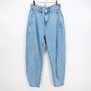 Zara High Rise Paperbag Waist Baggy Jeans